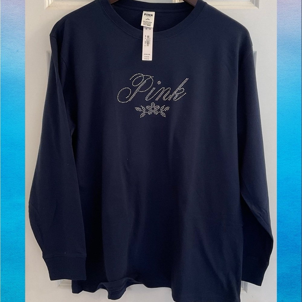 PINK Victoria’s Secret Campus Cotton Long Sleeve Shirt - NWT - Medium - Bling